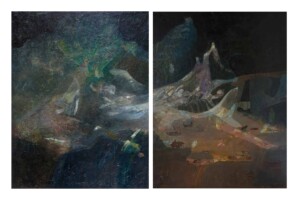 Abdallah Benanteur, Les Juges I, 1976, huile sur toile,146 x 114 cm - Les Juges II, 1977, huile sur toile,147 x 114 cm ( Diptyque )