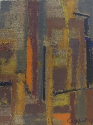 Jeanne Coppel, Composition, 1949, oil on canvas relined on canvas, 37 x 26,5 cm