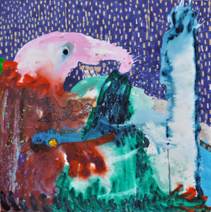 Sylvie Tual, Une pluie d'or, 2015, acrylique sur toile, 120 x 120 cm Sylvie Tual 2015 Une pluie d'or