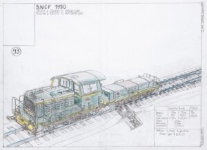 Gaël Dufrène, Locomotive SNCF 1950, 2011, crayon de couleur sur papier, 42x57cm Gaël Dufrène