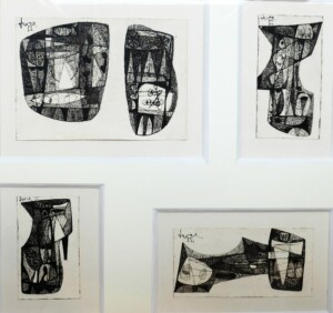 John Levee, Quatre compositions, 1952, encre sur papier, 26 x 28 cm