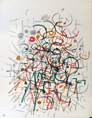 Jacques Germain, Abstract composition, oil pastel on paper, 65,5 x 51,5 cm